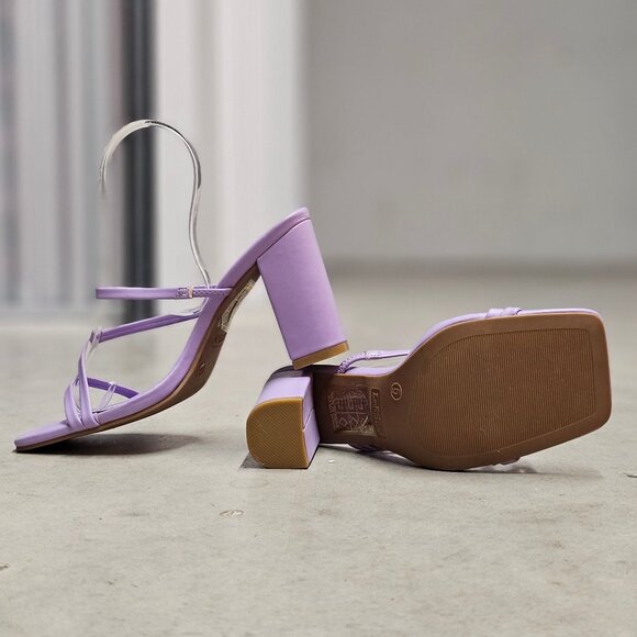 Purple Block Heel Sandals With Strappy Design Open Toe For Women - Picture 7 of 10